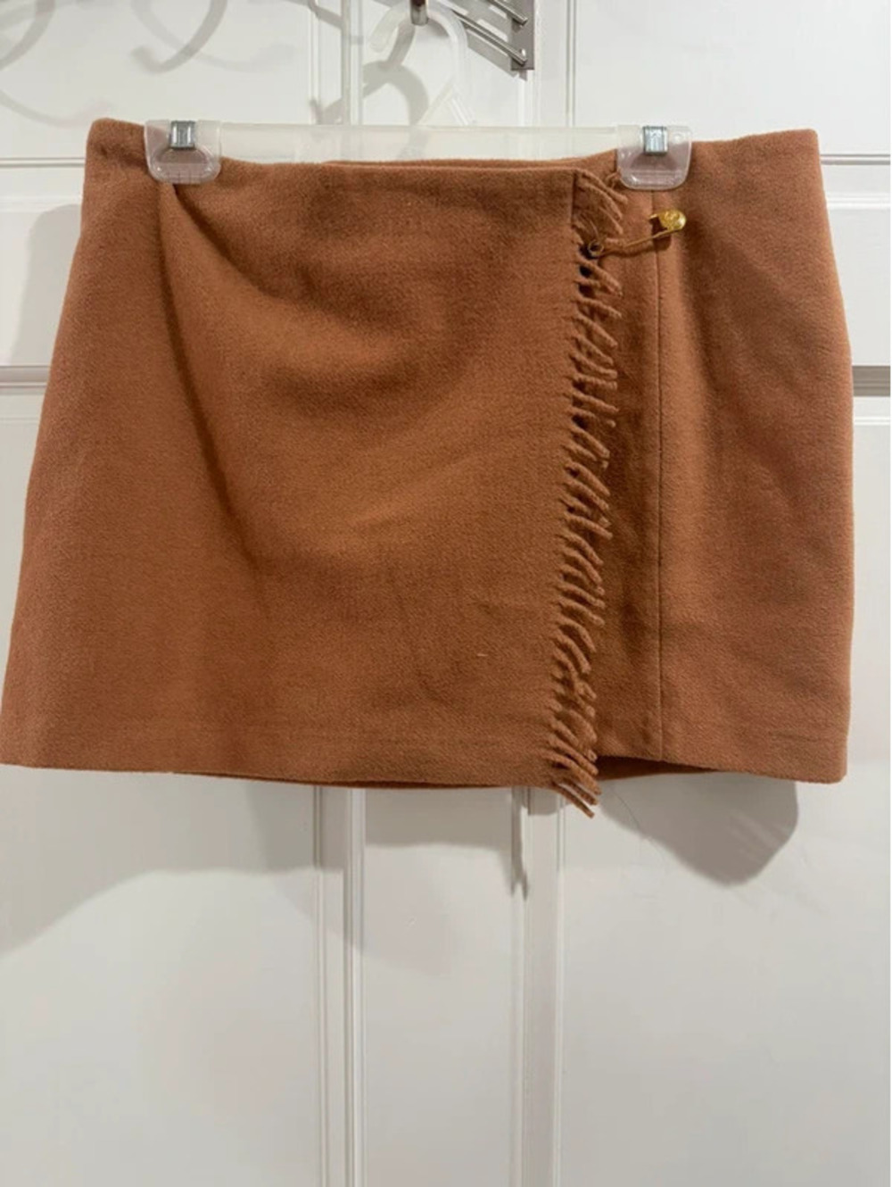 PINK Victoria's Secret Camel Brown Wrap Mini Skirt with Fringe Size xxl
